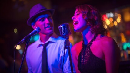 Singing duo in a nightclub