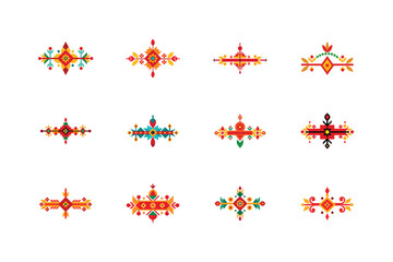 Fototapeta premium Handcrafted ethnic style borders reflecting folk art culture Vector illustration