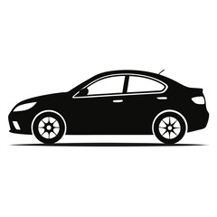 Fototapeta premium Car Side View vector clean black silhouette design white background