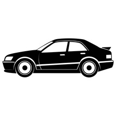 Fototapeta premium Car Side View vector clean black silhouette design white background