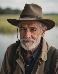 Obraz premium Wetland conservationist smiling at World Wetlands Day site