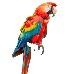 Fototapeta premium Vibrant macaw perched, displaying bold colors