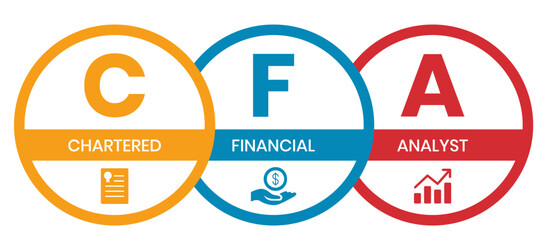 CFA - Chartered Financial Analyst acronym. business concept background. vector illustration concept with keywords and icons. lettering illustration with icons for web banner, flyer