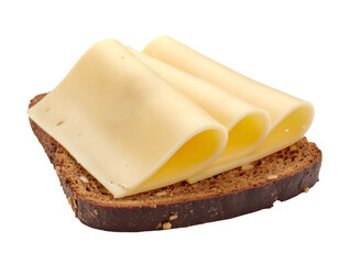 Gouda slices on bread, cheese sandwich isolated on transparent png