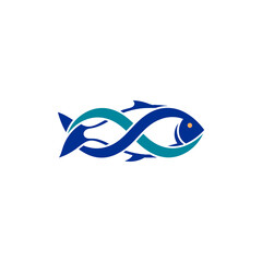 Double Fish Cross Logo Design &ndash; Two fish forming a cross-like figure, representing Christian faith, unity, and spiritual identity.