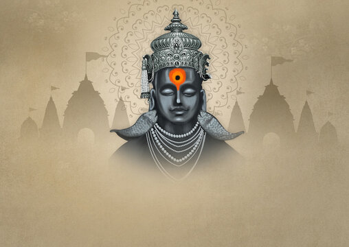 3d illustration of Ashadi Ekadashi festival of Lord Vitthal from Pandharpur, Maharashtra, India. Happy Ashadi Ekadashi