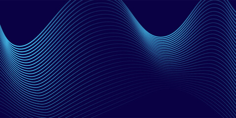 Abstract glowing wave lines on dark blue background. Dynamic wave pattern. Good