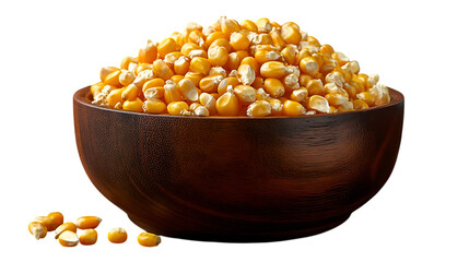 Bowl of dried corn kernels isolated on transparent background