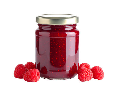 jar with raspberry jam isolated on transparent png