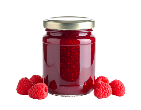 jar with raspberry jam isolated on transparent png