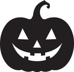 Funny Halloween Pumpkin Face Silhouette in Black | Spooky Jack O' Lantern Illustration Vect