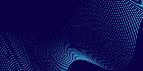 Abstract glowing wave lines on dark blue background. Dynamic wave pattern. Good simple