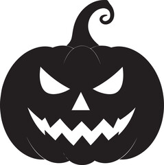 Funny Halloween Pumpkin Face Silhouette in Black | Spooky Jack O' Lantern Illustration Vect