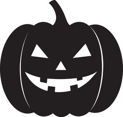 Funny Halloween Pumpkin Face Silhouette in Black | Spooky Jack O' Lantern Illustration Vect