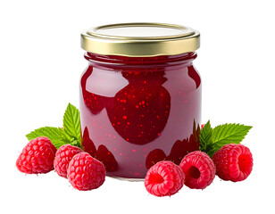 jar with raspberry jam isolated on transparent png