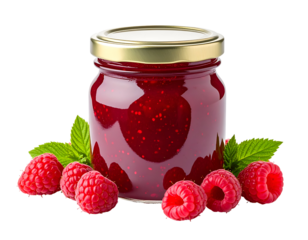 jar with raspberry jam isolated on transparent png