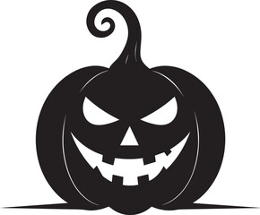 Funny Halloween Pumpkin Face Silhouette in Black | Spooky Jack O' Lantern Illustration Vect