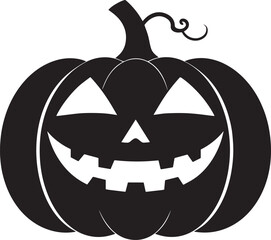 Funny Halloween Pumpkin Face Silhouette in Black | Spooky Jack O' Lantern Illustration Vect