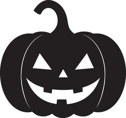 Funny Halloween Pumpkin Face Silhouette in Black | Spooky Jack O' Lantern Illustration Vect