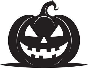 Funny Halloween Pumpkin Face Silhouette in Black | Spooky Jack O' Lantern Illustration Vect