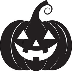 Funny Halloween Pumpkin Face Silhouette in Black | Spooky Jack O' Lantern Illustration Vect