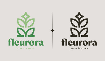 Leaf Flower Tree monoline. Universal creative premium symbol. Vector sign icon logo template. Vector illustration