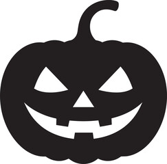 Funny Halloween Pumpkin Face Silhouette in Black | Spooky Jack O' Lantern Illustration Vect