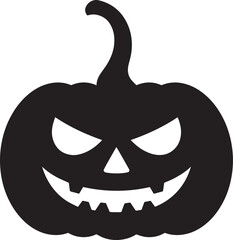 Funny Halloween Pumpkin Face Silhouette in Black | Spooky Jack O' Lantern Illustration Vect