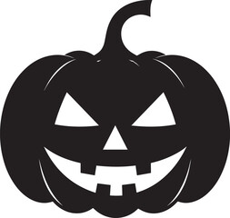 Funny Halloween Pumpkin Face Silhouette in Black | Spooky Jack O' Lantern Illustration Vect