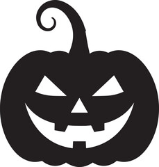 Funny Halloween Pumpkin Face Silhouette in Black | Spooky Jack O' Lantern Illustration Vect
