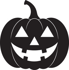 Funny Halloween Pumpkin Face Silhouette in Black | Spooky Jack O' Lantern Illustration Vect