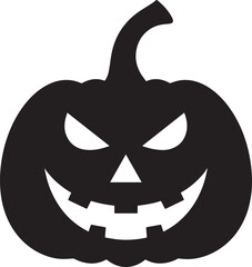 Funny Halloween Pumpkin Face Silhouette in Black | Spooky Jack O' Lantern Illustration Vect