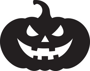 Funny Halloween Pumpkin Face Silhouette in Black | Spooky Jack O' Lantern Illustration Vect