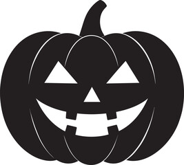 Funny Halloween Pumpkin Face Silhouette in Black | Spooky Jack O' Lantern Illustration Vect