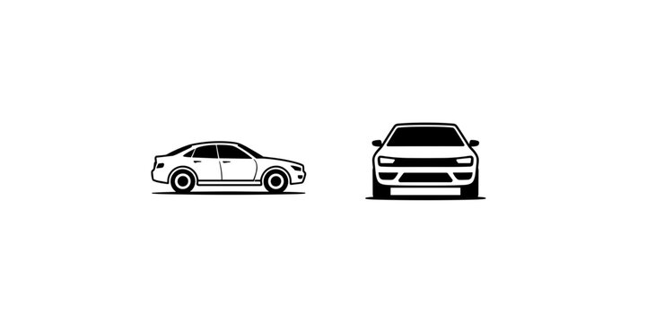 Car vector illustration, side and front views, transportation and design