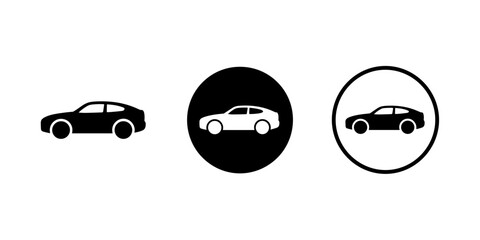 Naklejka premium Icon Set Simple Graphic of a Car in Black and White Vector Style