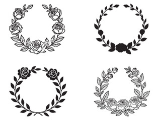 ROSE FLOWER WREATH SILHOUETTE
