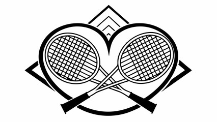 Vector illustration of crossed tennis rackets forming a heart for sports branding and events