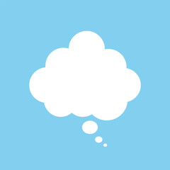 A chat window for comments on messages on a blue background. A speech bubble, a cartoon cloud. Vector illustration.
