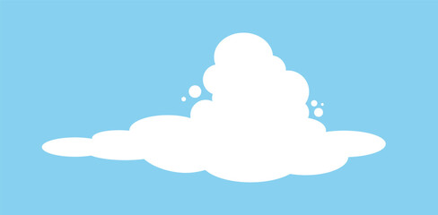 Abstract icon of a flat cartoon fluffy cloud on a transparent background. Design elements for weather forecasting, book illustrations, and comics. Vector EPS 10.