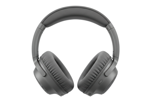 Isolated Modern Gray Wireless Headphones Studio Shot
