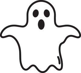 Creepy Halloween Ghost Icon in Black | Silhouette Art Illustration Vector Format