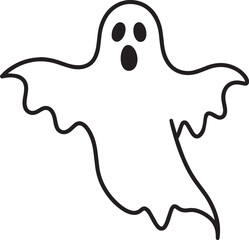 Creepy Halloween Ghost Icon in Black | Silhouette Art Illustration Vector Format
