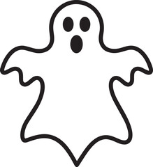 Creepy Halloween Ghost Icon in Black | Silhouette Art Illustration Vector Format