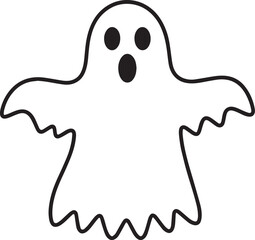 Creepy Halloween Ghost Icon in Black | Silhouette Art Illustration Vector Format