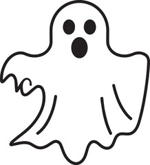 Creepy Halloween Ghost Icon in Black | Silhouette Art Illustration Vector Format