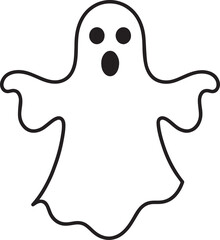 Creepy Halloween Ghost Icon in Black | Silhouette Art Illustration Vector Format