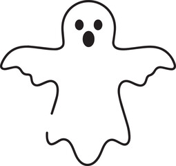 Creepy Halloween Ghost Icon in Black | Silhouette Art Illustration Vector Format