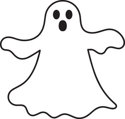 Creepy Halloween Ghost Icon in Black | Silhouette Art Illustration Vector Format