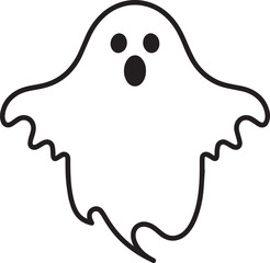 Creepy Halloween Ghost Icon in Black | Silhouette Art Illustration Vector Format